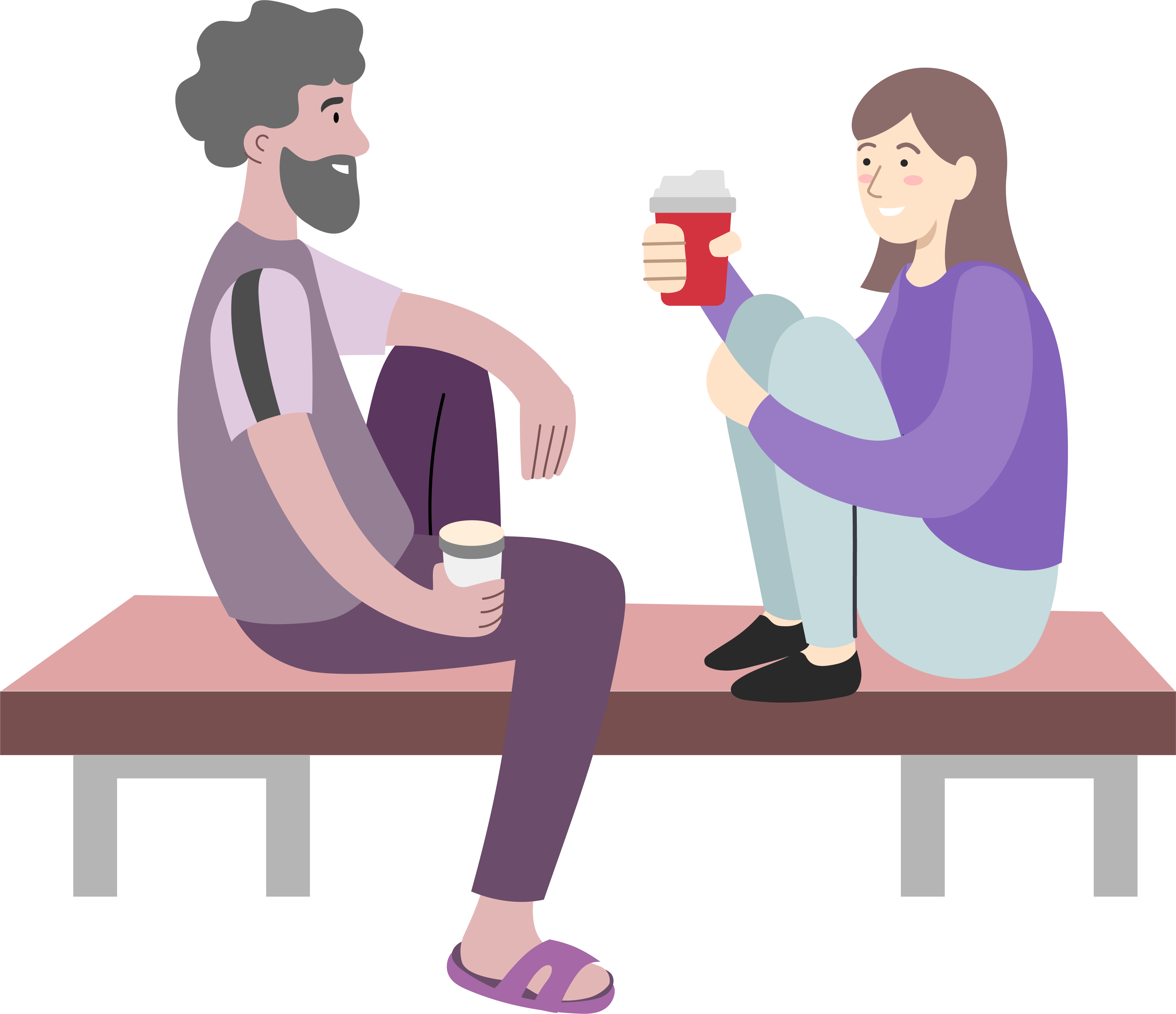 Ein Paar sitzt auf einer Bank und unterhält sich